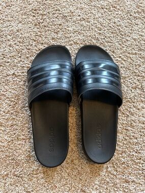 Adidas slides. Black. Men’s size 12. Good used condition